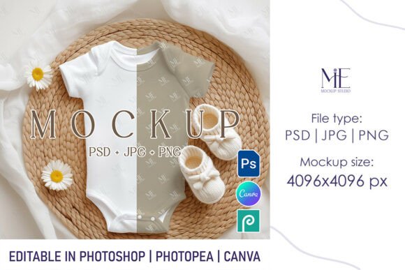Baby Bodysuit Mockup PSD, All-over Print: A Strategic Tool for Creative Professionals