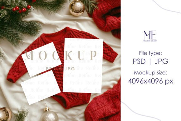 Baby Shower Invitation Set Mockup Xmas