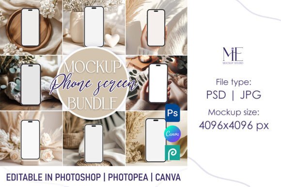 Bundle Iphone Screen Mockup Cellphone