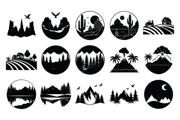Enhancing Design with Landscape Silhouette Vectors