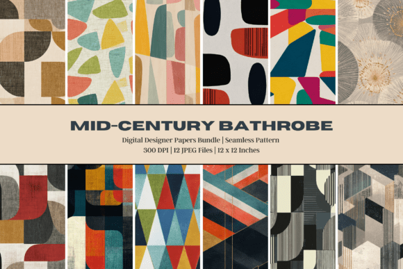 Mid-century Bathrobe Digital Paper: A Timeless Design for Modern Creations
