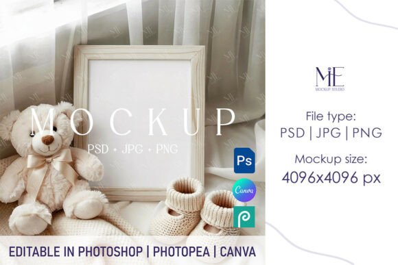 Nursery Frame Mockup PNG Canva Baby PSD