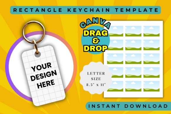 Rectangle Keychain Frame Template for Creative Design