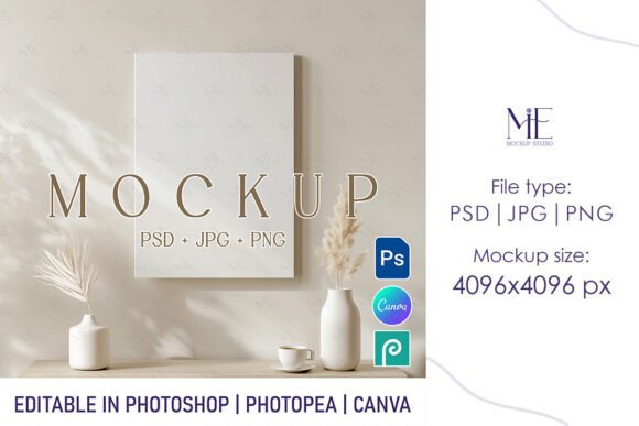 Vertical Canvas Mockup PSD PNG for Canva: A Creative Tool for Realistic Design Presentations